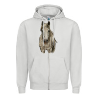 Dove Grey horse Zipper Hoodie - RanaPortraitStore