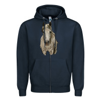 Navy horse Zipper Hoodie - RanaPortraitStore