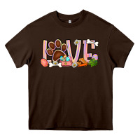 Chocolate Brown Easter love dog paw Heavy Core Tee - BundleAndBundleShop