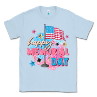 Dusty Blue Happy Memorial Day Classic Tee - FaDigitalArtStudio
