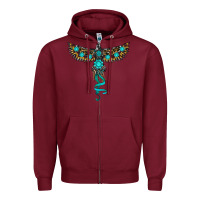 Burgundy turquoise thunderbird Zipper Hoodie - RanaPortraitStore