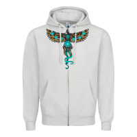 Dove Grey turquoise thunderbird Zipper Hoodie - RanaPortraitStore