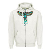 Oatmeal Heather turquoise thunderbird Zipper Hoodie - RanaPortraitStore