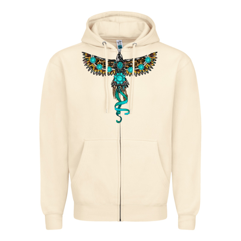 Turquoise Thunderbird Zipper Hoodie by RanaPortraitStore | Teevron