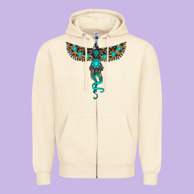 Turquoise Thunderbird Zipper Hoodie Designed By Ranaportraitstore