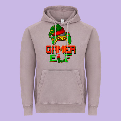 Christmas Gamer Elf Vintage Hoodie Designed By Barkaloodesign