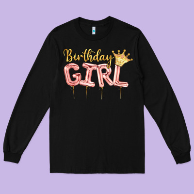 Birthday Girl Balloon Long Sleeve Tee Designed By Artiststas