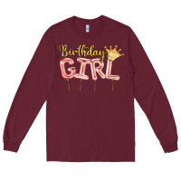 Burgundy Birthday girl balloon Long Sleeve Tee - Artiststas