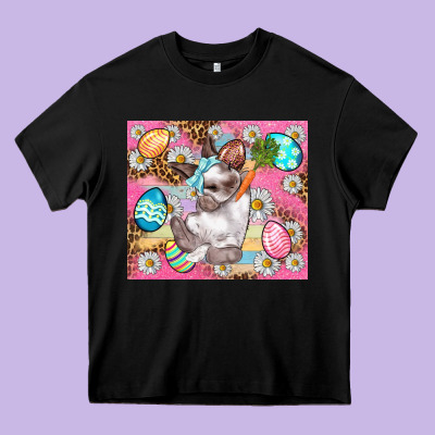 Easter Bunny And Egg With Leopard Pattern Tumbler Heavy Core Tee Designed By Bundleandbundleshop
