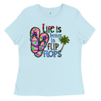 Baby Blue life is better İn flip flops Ladies Tee - CowhideDigitalArt