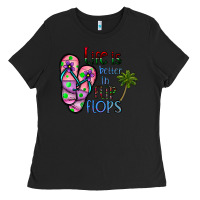 Black life is better İn flip flops Ladies Tee - CowhideDigitalArt