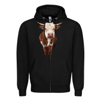 Black hereford cow Zipper Hoodie - RanaPortraitStore