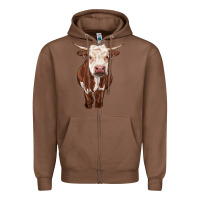Chestnut hereford cow Zipper Hoodie - RanaPortraitStore