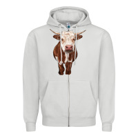 Dove Grey hereford cow Zipper Hoodie - RanaPortraitStore