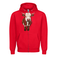 Red hereford cow Zipper Hoodie - RanaPortraitStore