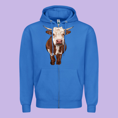 Hereford Cow Zipper Hoodie Designed By Ranaportraitstore