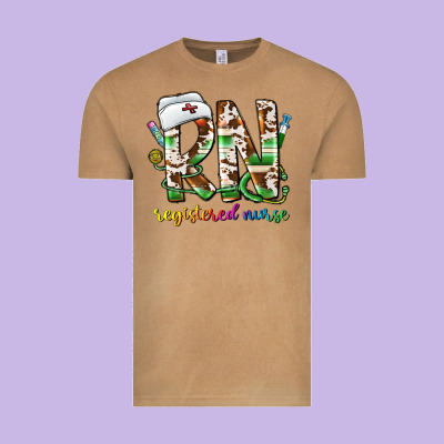 Rn Registered Nurse Vintage Tee Designed By Cowhidedigitalart
