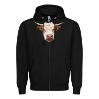 Black hereford cow head Zipper Hoodie - RanaPortraitStore