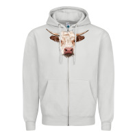 Dove Grey hereford cow head Zipper Hoodie - RanaPortraitStore