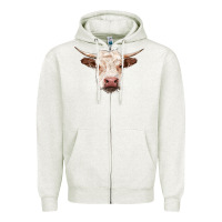 Hereford Cow Head Zipper Hoodie | Teevron