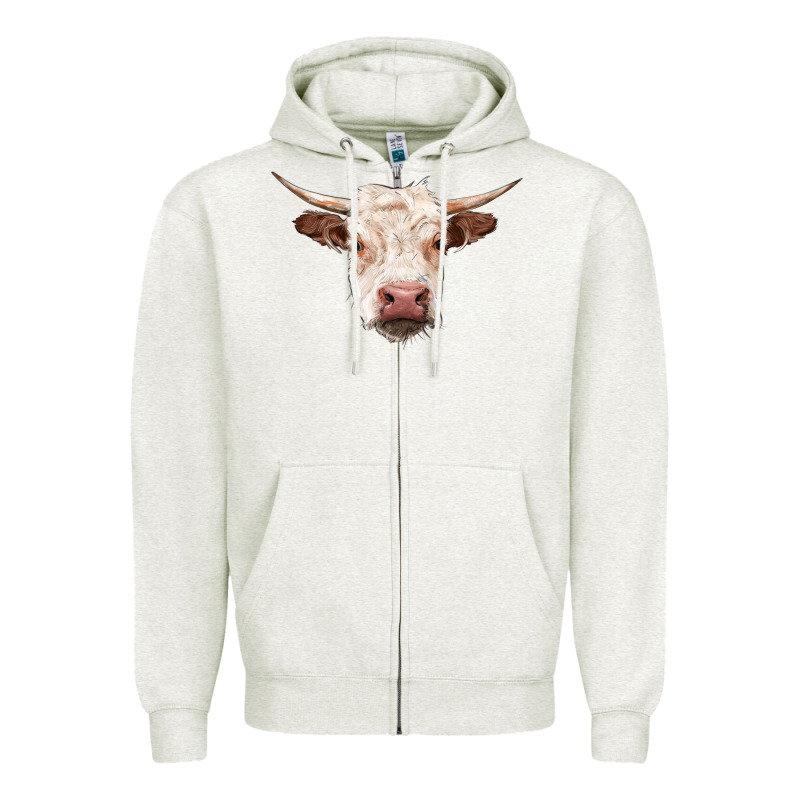 Hereford Cow Head Zipper Hoodie by RanaPortraitStore | Teevron