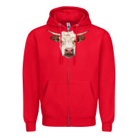 Red hereford cow head Zipper Hoodie - RanaPortraitStore