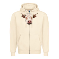 Sandshell hereford cow head Zipper Hoodie - RanaPortraitStore