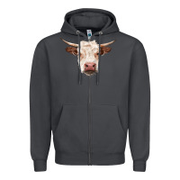 Smoke hereford cow head Zipper Hoodie - RanaPortraitStore