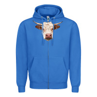 True Royal hereford cow head Zipper Hoodie - RanaPortraitStore