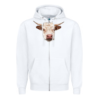 White hereford cow head Zipper Hoodie - RanaPortraitStore