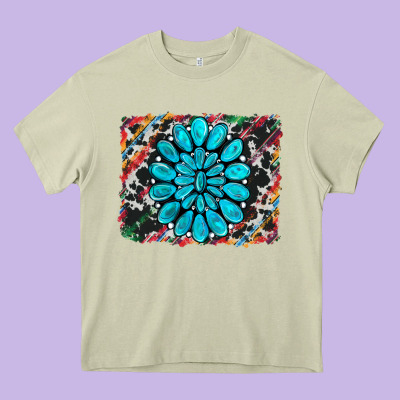 Cowhide And Serape Gemstone Background Heavy Core Tee Designed By Ranaportraitstore