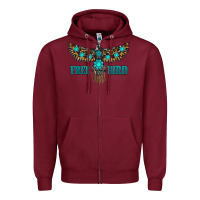 Burgundy turquoise freebird Zipper Hoodie - RanaPortraitStore