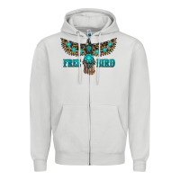 Dove Grey turquoise freebird Zipper Hoodie - RanaPortraitStore