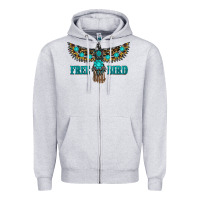 Heather Grey turquoise freebird Zipper Hoodie - RanaPortraitStore