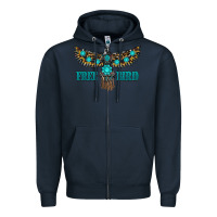 Navy turquoise freebird Zipper Hoodie - RanaPortraitStore