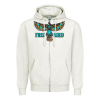 Oatmeal Heather turquoise freebird Zipper Hoodie - RanaPortraitStore