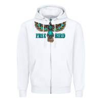 White turquoise freebird Zipper Hoodie - RanaPortraitStore
