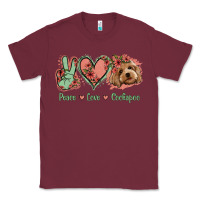 Burgundy Peace Love Cockapoo Classic Tee - Jasminsmagicworld
