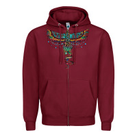 Burgundy aztec serape thunderbird Zipper Hoodie - RanaPortraitStore