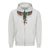 Dove Grey aztec serape thunderbird Zipper Hoodie - RanaPortraitStore