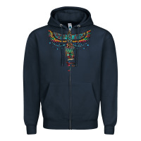 Navy aztec serape thunderbird Zipper Hoodie - RanaPortraitStore