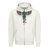 Oatmeal Heather aztec serape thunderbird Zipper Hoodie - RanaPortraitStore