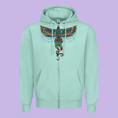 Aztec Serape Thunderbird Zipper Hoodie Designed By Ranaportraitstore