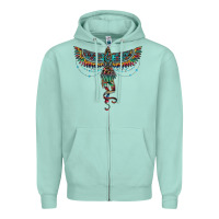 Seafoam aztec serape thunderbird Zipper Hoodie - RanaPortraitStore