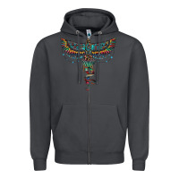Smoke aztec serape thunderbird Zipper Hoodie - RanaPortraitStore