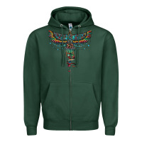 Sports Green aztec serape thunderbird Zipper Hoodie - RanaPortraitStore