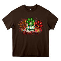 Chocolate Brown merry christmas paws Heavy Core Tee - FaDigitalArtStudio