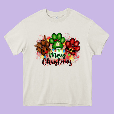 Merry Christmas Paws Heavy Core Tee Designed By Fadigitalartstudio
