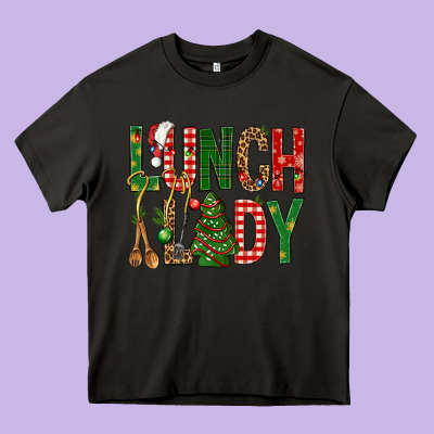 Lunch Lady Christmas Heavy Core Tee Designed By Bundleandbundleshop
