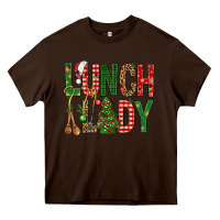 Chocolate Brown Lunch Lady Christmas Heavy Core Tee - BundleAndBundleShop